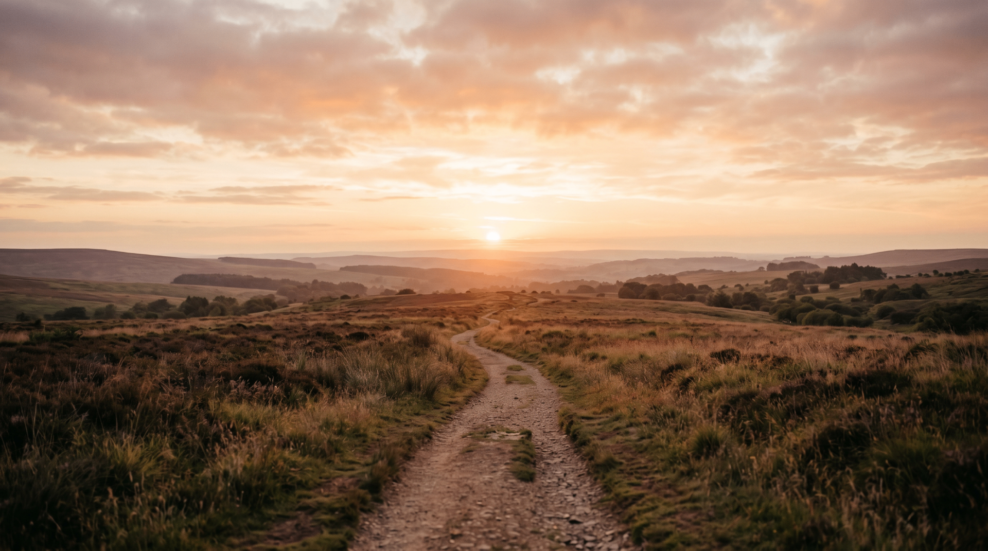 Pfad durch eine weite Landschaft im Abendlicht — Sinnbild für Berufliche Neuorientierung & Outplacement
